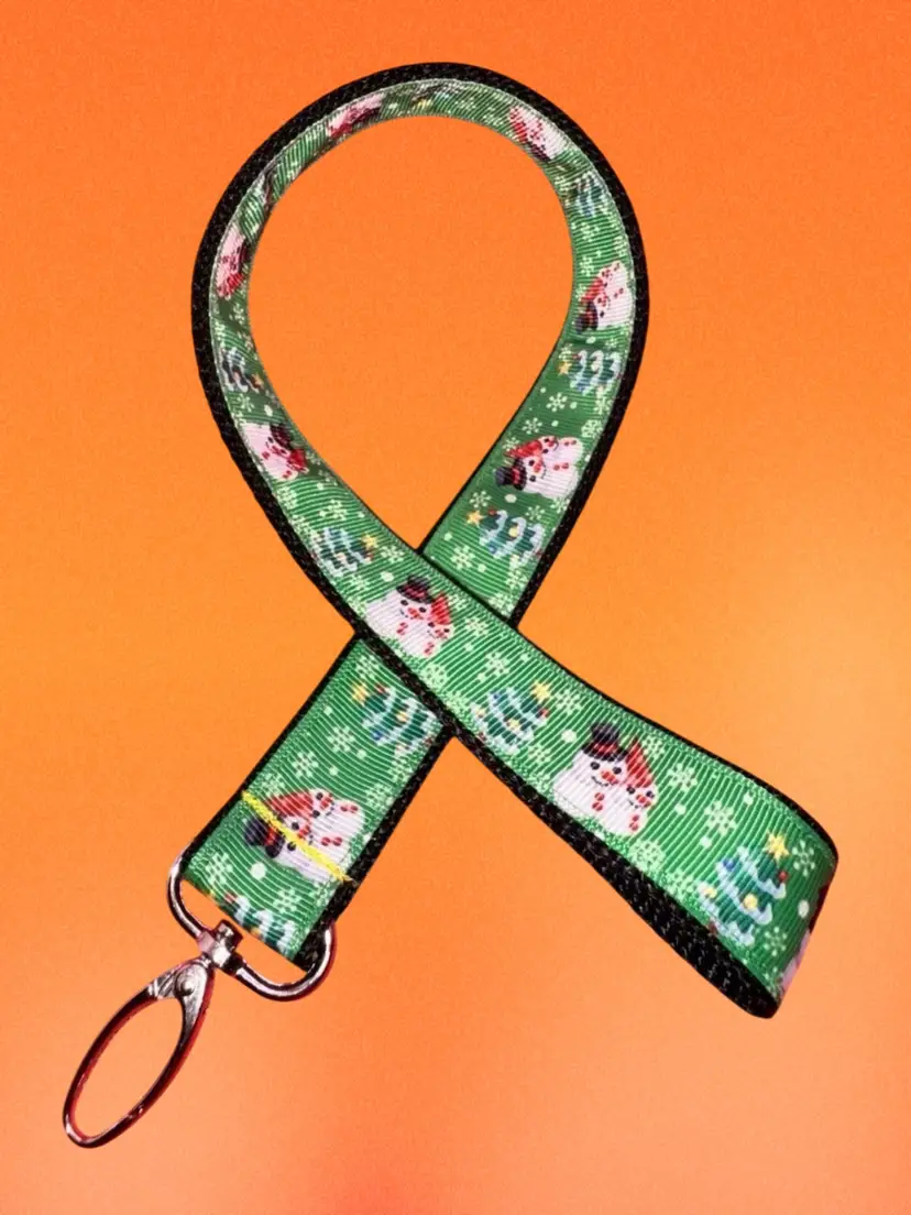 Keychain Lanyard Key Holder Christmas Snowman NEW Handmade 19.5”