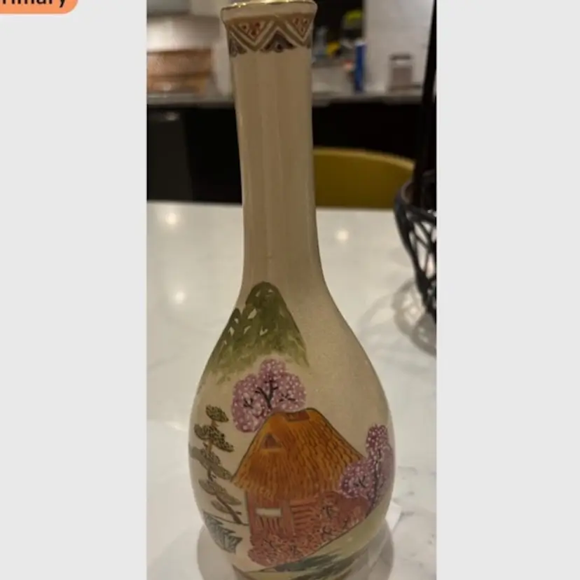 Bud Vase, Kutani Hand Painted Porcelain, Signed, vintage, Japanese