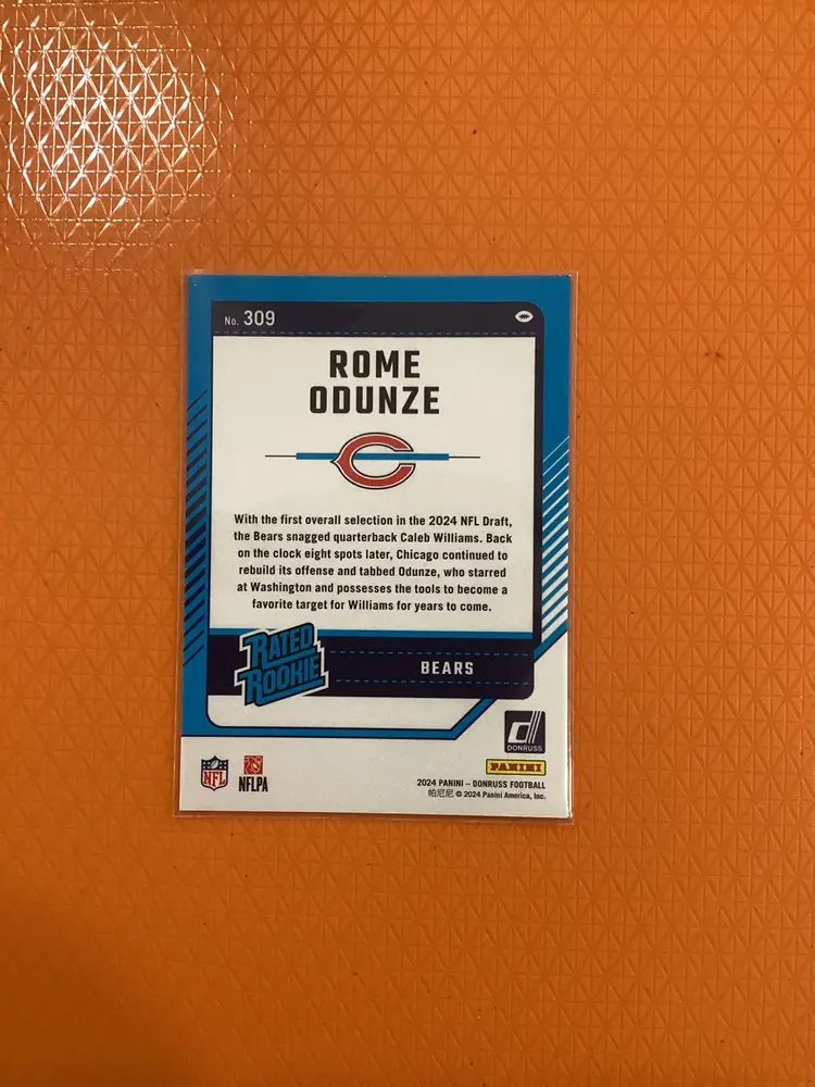 2024 Donruss Rated Rookie Rome Odunze Rookie Base #309 Bears