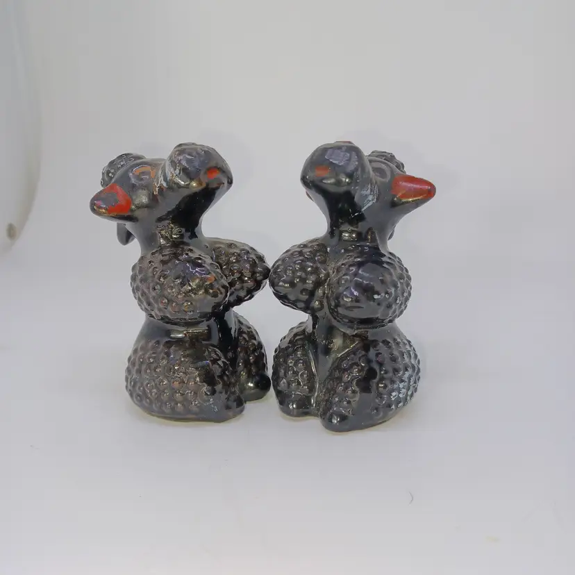 Vintage Redware Poodle Salt & Pepper Shakers Japan 1940's