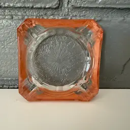 Vintage Pink Adam Depression Glass Squared Ashtray