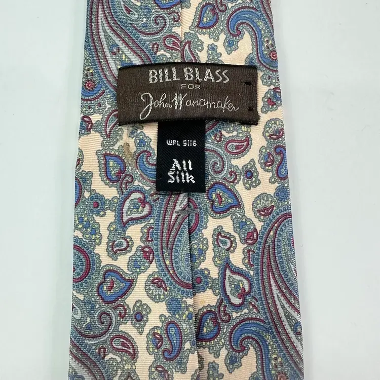 Vintage Men's Silk Paisley Necktie Bill Blass for John Wanamaker Multicolor
