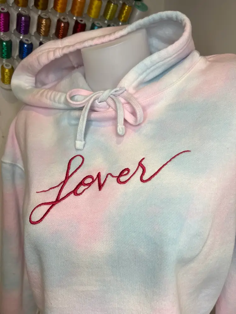 Embroidered LOVER cropped Hoodie