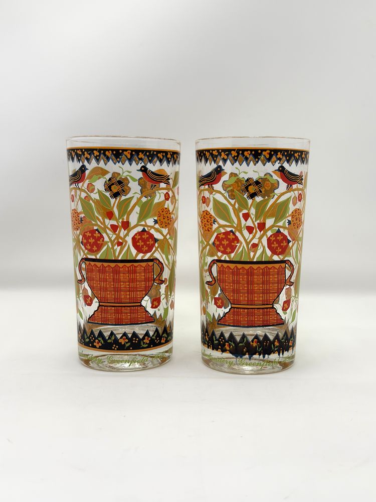 Georges Briard Enamel Highball Glasses Pair – 1960s Vintage Barware Decor