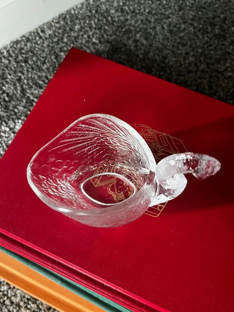 Vintage clear glass swan dish