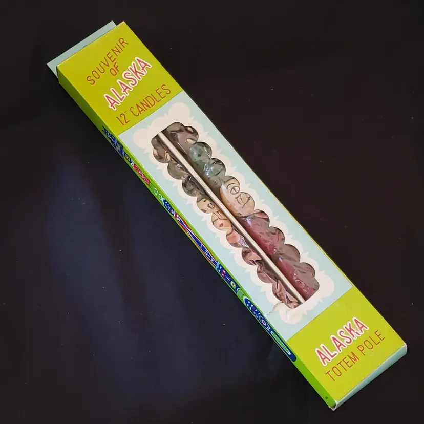 Alaska Totem Pole Candles Souvenir 12" in Original Box made in Japan Vintage
