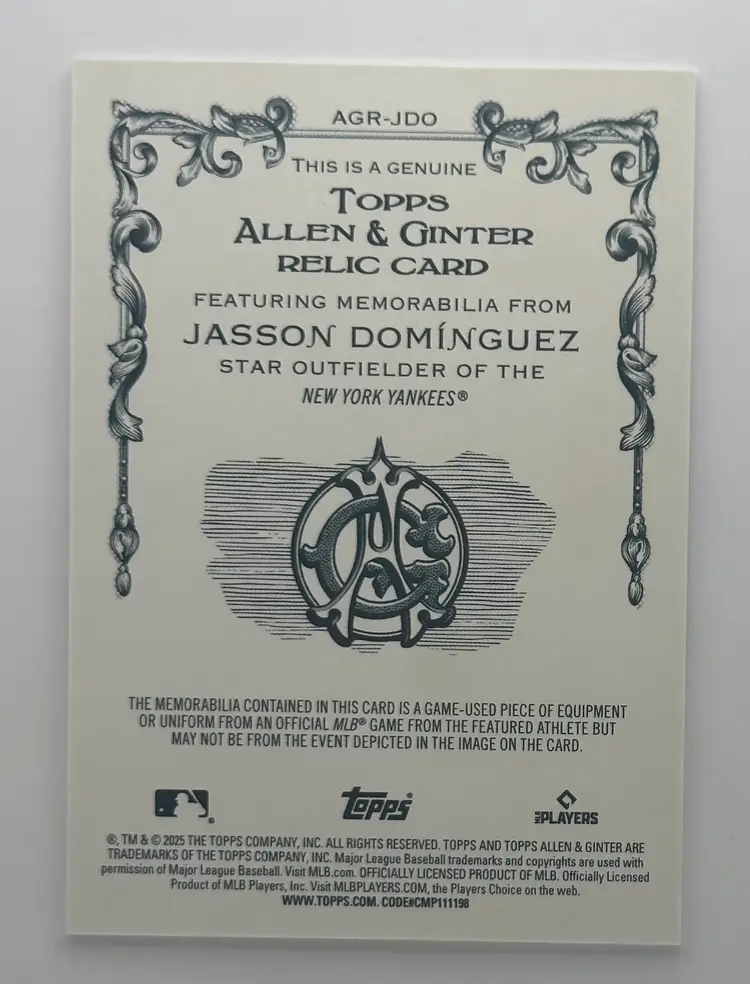 Domínguez 2025 Topps Allen & Ginter Game-Used Memorabilia