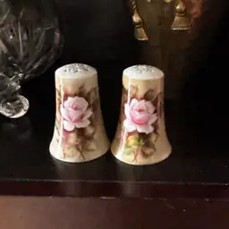 Vintage Lefton Japan Hand Painted Porcelain Moss Rose Salt & Pepper Shakers