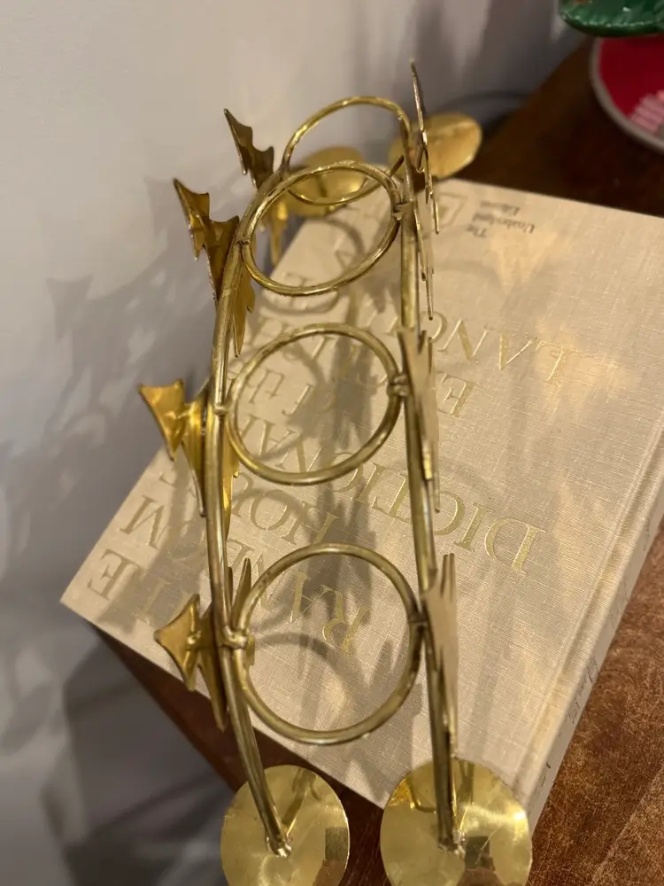 Vintage Brass Christmas Tree Centerpiece Candle Stand