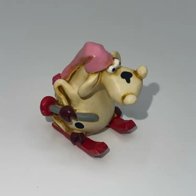 P. Chiari Minature Figure Cow/moose Skiing Signed