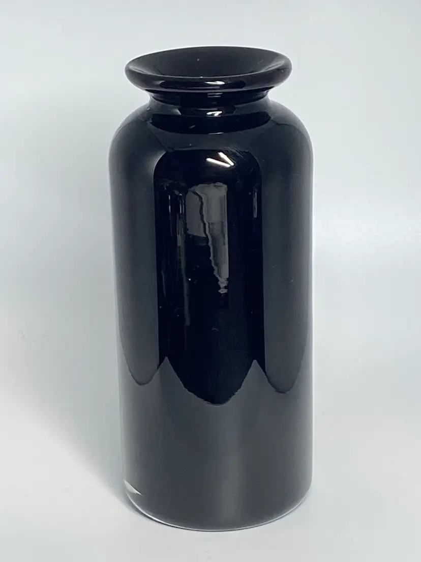 Vintage Heavy Black Art Deco Crystal French Vase, 6.5" Tall