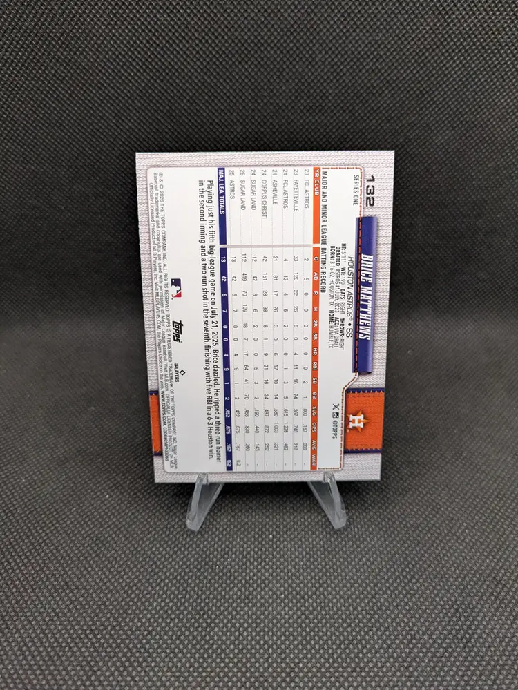 Brice Matthews 2026 Topps Topps Foil Rookie Card (RC) #132 - Houston Astros