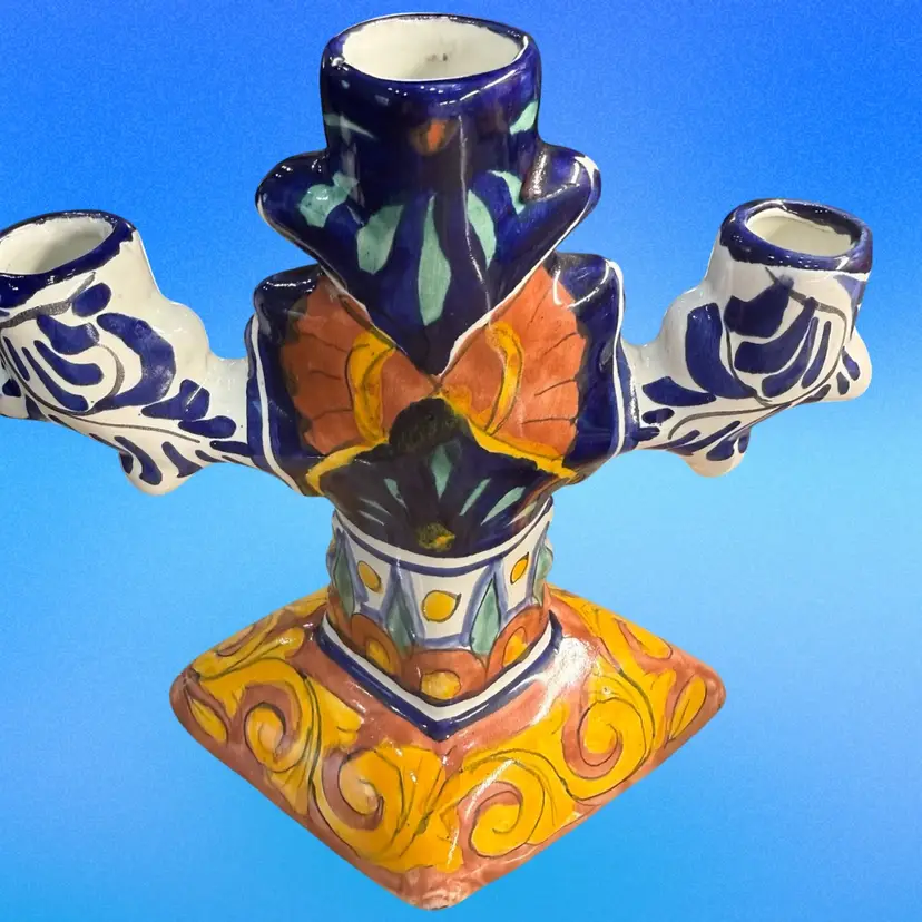 Mexican Candlestick 3 Candles Signed