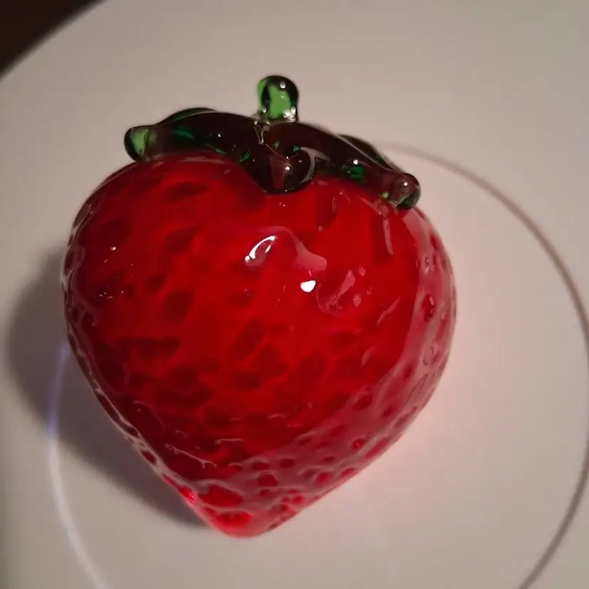 Strawberry Art Glass Paperweight / Decor
