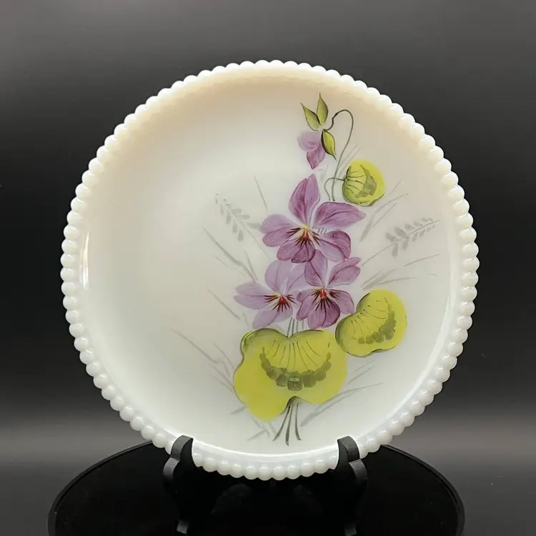 Westmoreland Painted Milk Glass Plate 2