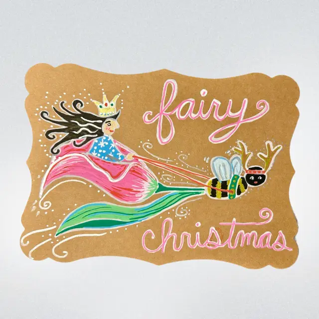 Made By Me, Hand Painted Greeting Card, Fairy Christmas