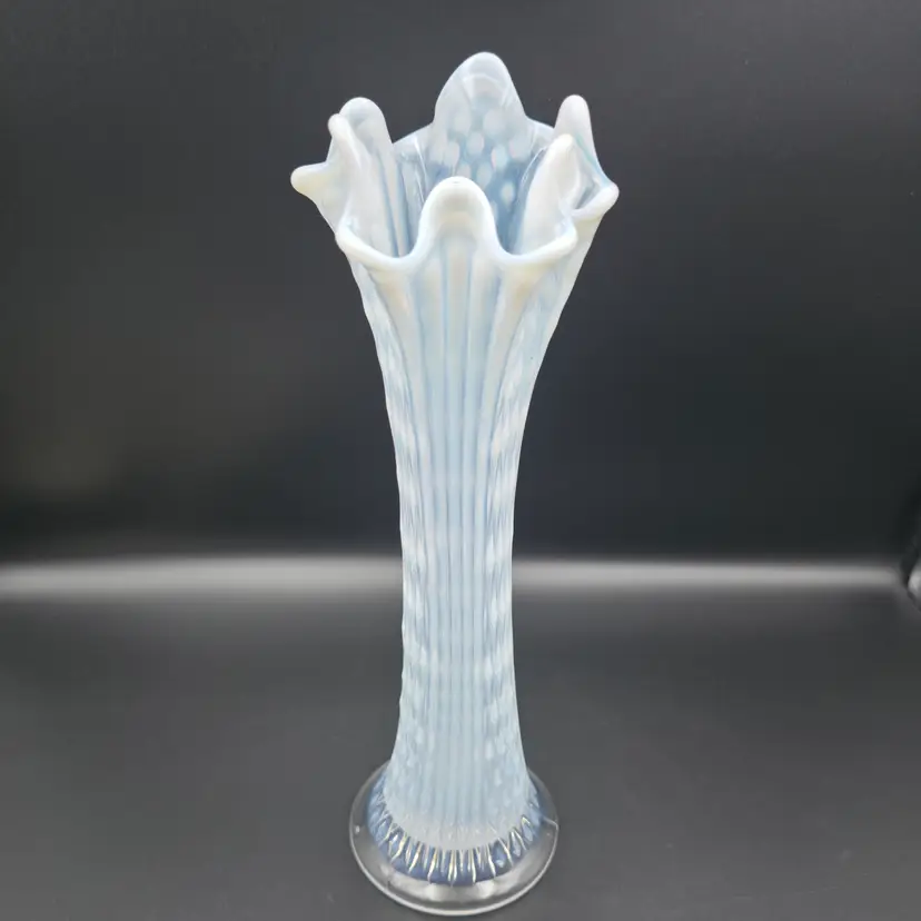 Antique Fenton Diamond Point Columns Opalescent Vase