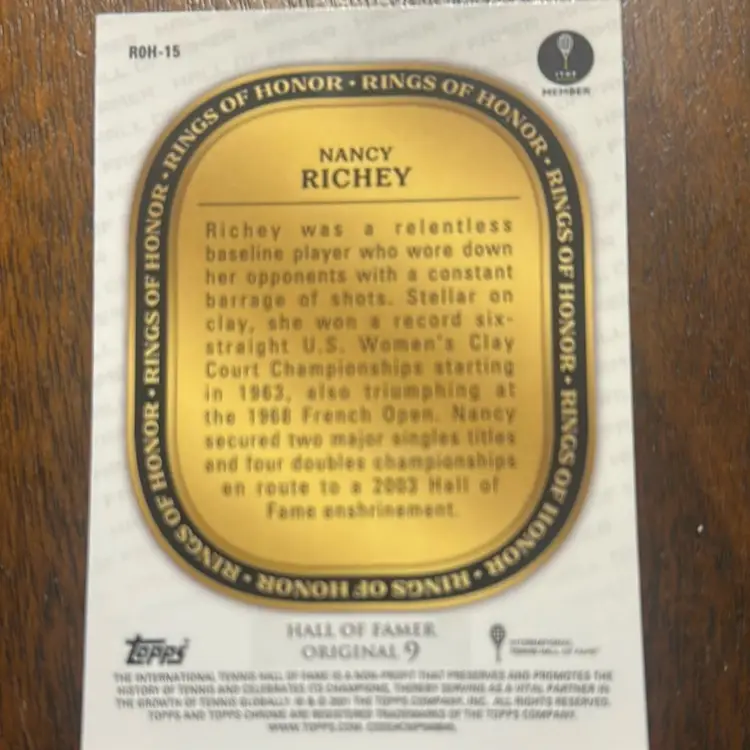 2021 Topps Chrome Nancy Richey Ring of Honor