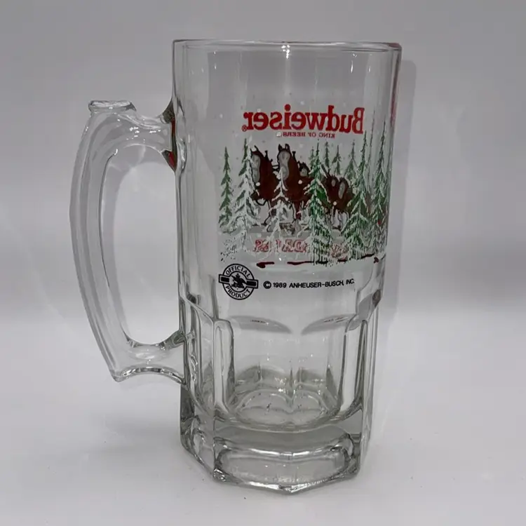 Vintage 1989 Budweiser Clydesdales Anheuser-Busch XLarge Beer Christmas Mug 32oz