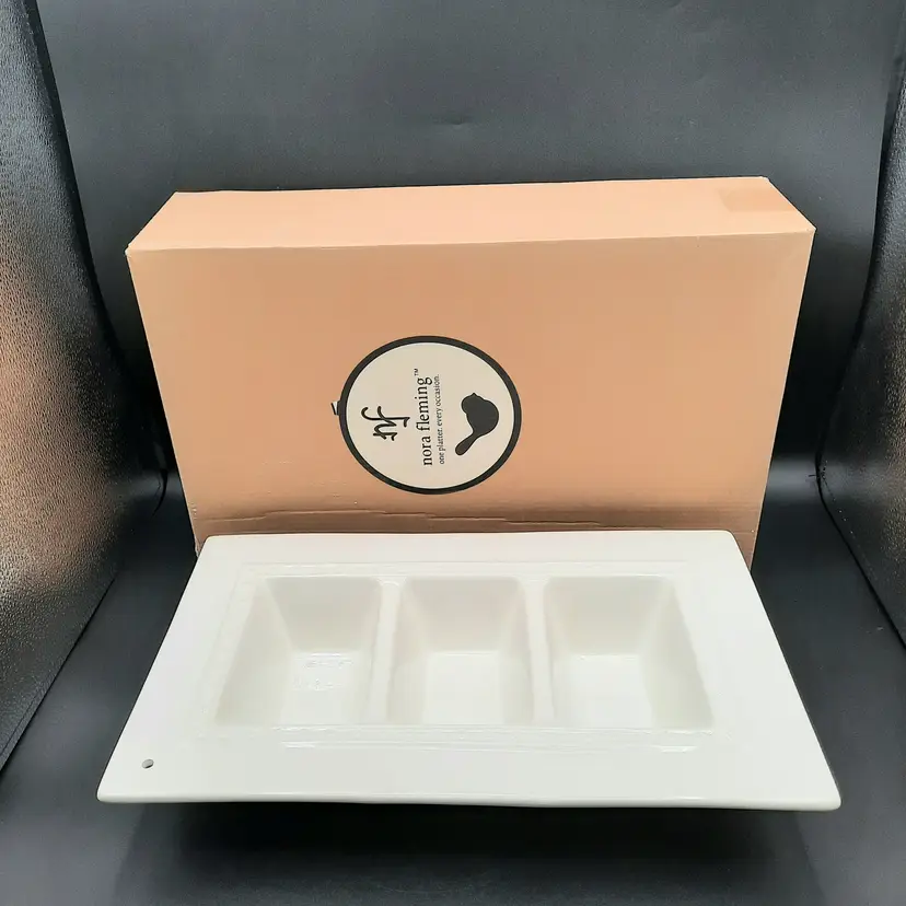 Nora Fleming Pearl Dot I5 Garnish Dish Retired Divided 3 Section Serving Tray