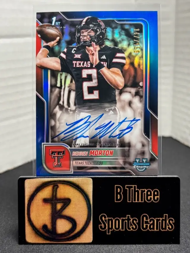 BEHREN MORTON 2025 Bowman Chrome U True Blue /150 Auto On Card Texas Tech A1346