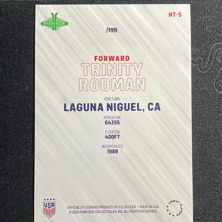 Trinity Rodman Parkside Hometown /199 - USWNT - Women’s soccer