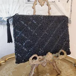 Black Seed Bead Lancome Mini Clutch Coin Purse