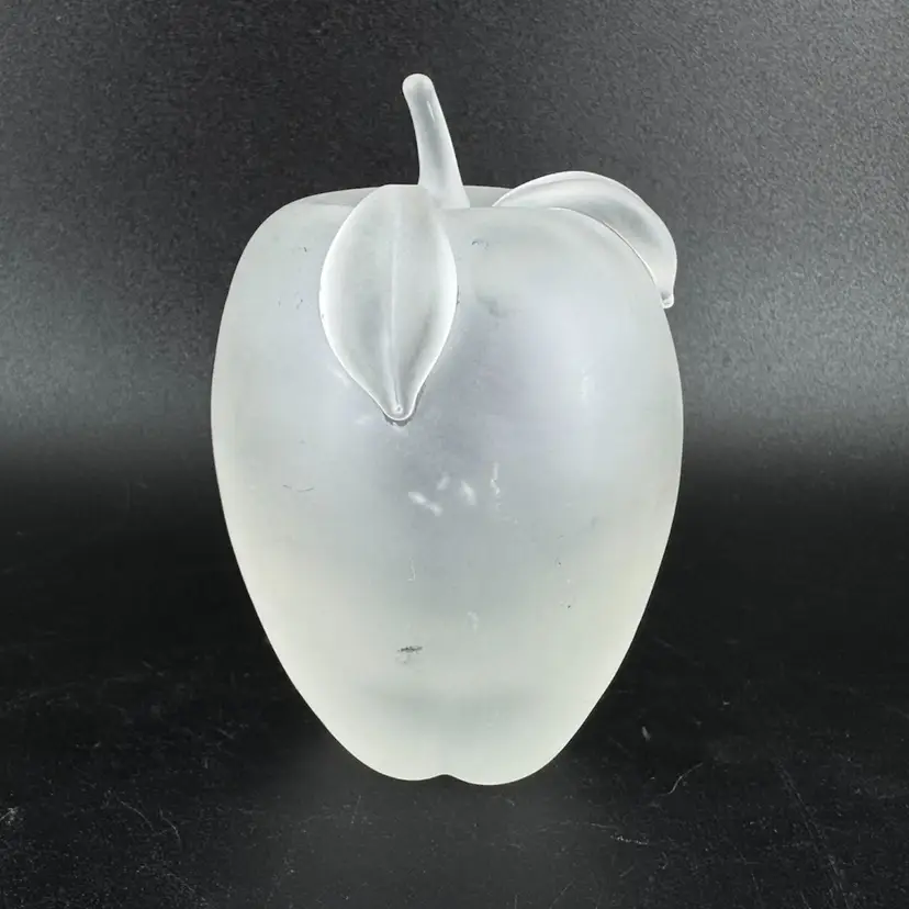 Blown Frosted Glass Apple Paperweight