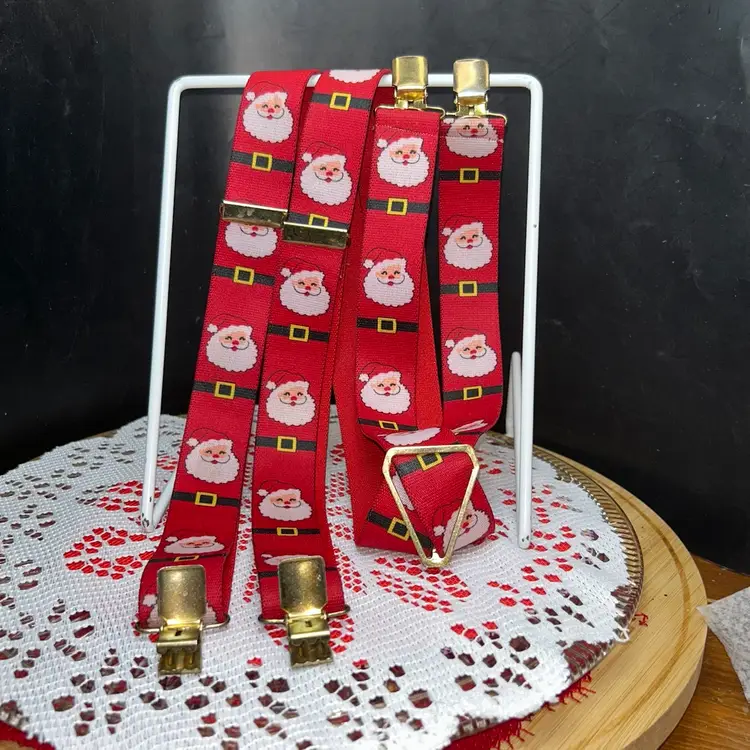 Vintage (1990) Adult Santa Clause Suspenders 1 Pair-2A