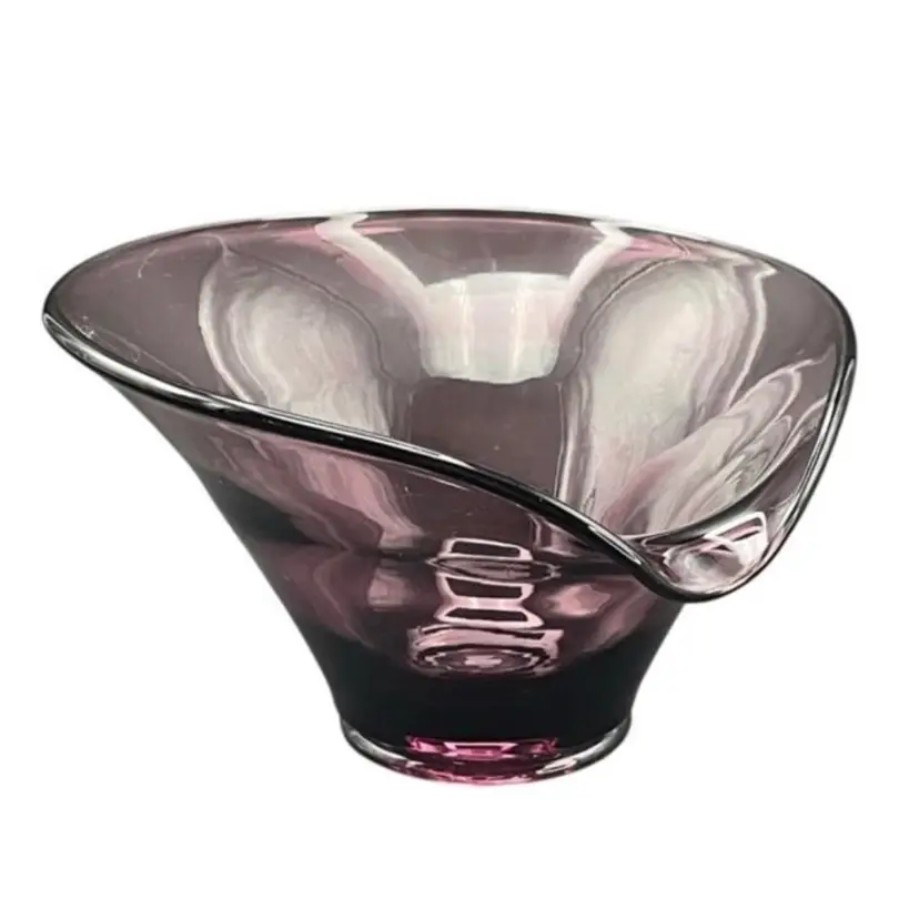 Viking Glass Epic Amethyst Bon Bon Trinket Dish Bowl with Spout Purple Vintage