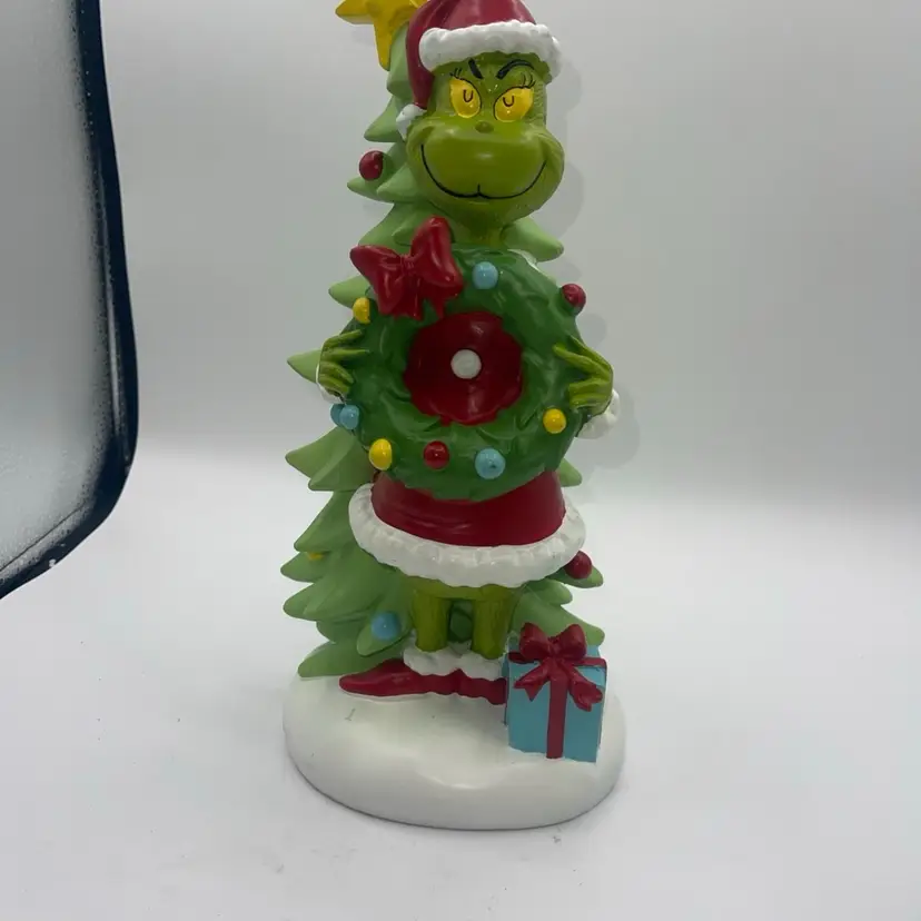 RUZ The Grinch Christmas Figurine, Dr Seuss Santa With Christmas Tree 2023