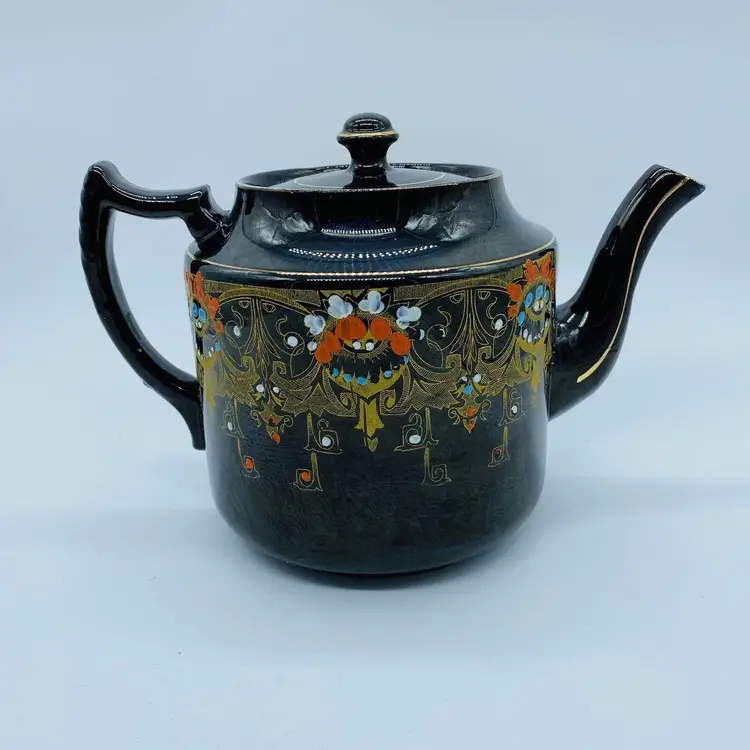 #1032 Antique 1912 Gibson & Sons Moira 7514 88 Earthenware Glazed Teapot Handpainted