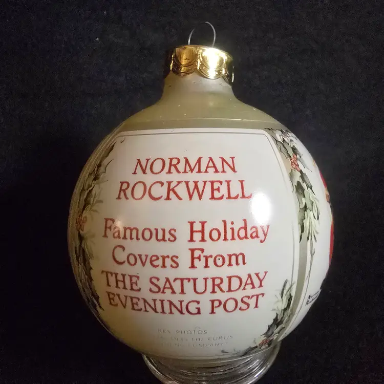 1989 Hallmark Norman Rockwell Glass Ornament – Saturday Evening Post Santa 3"