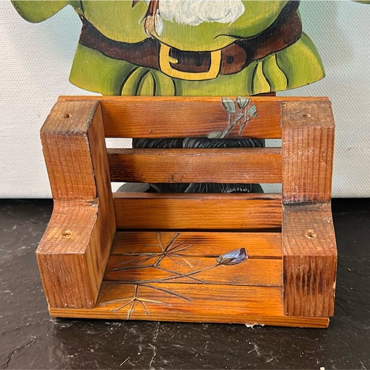 Vintage Wood 2nd Gnome Stand Up Figurine