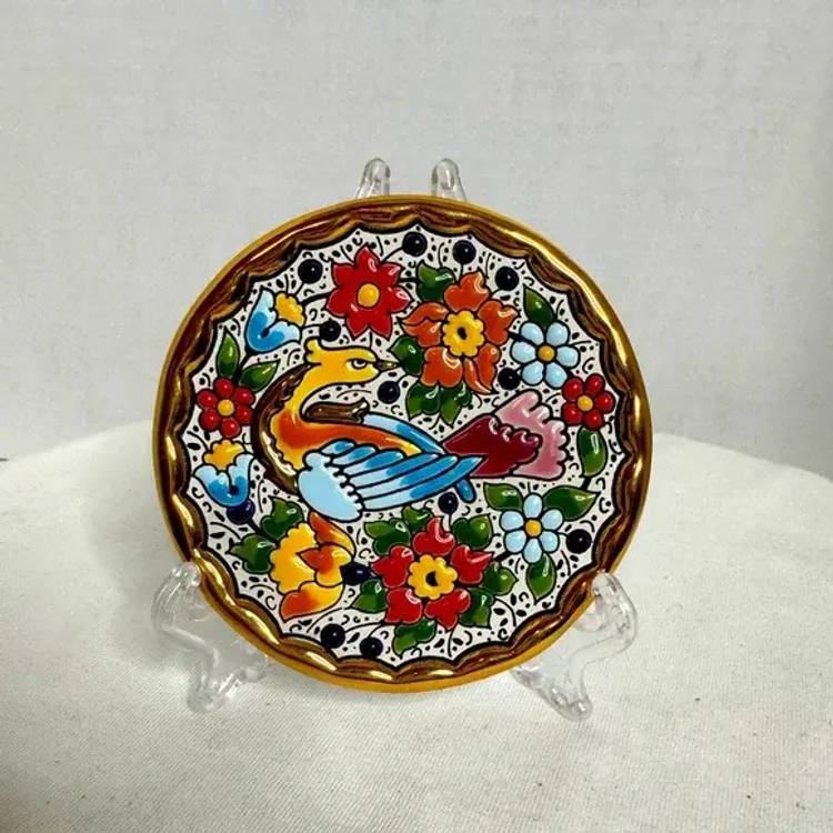 Cearco Pintado a Mano Con Esmaltes y ORO DE LEY (24k) Small Wall Plate