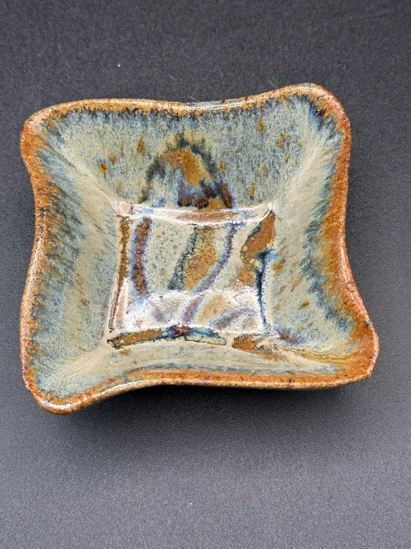 Glazed Pottery Square Trinket Dish