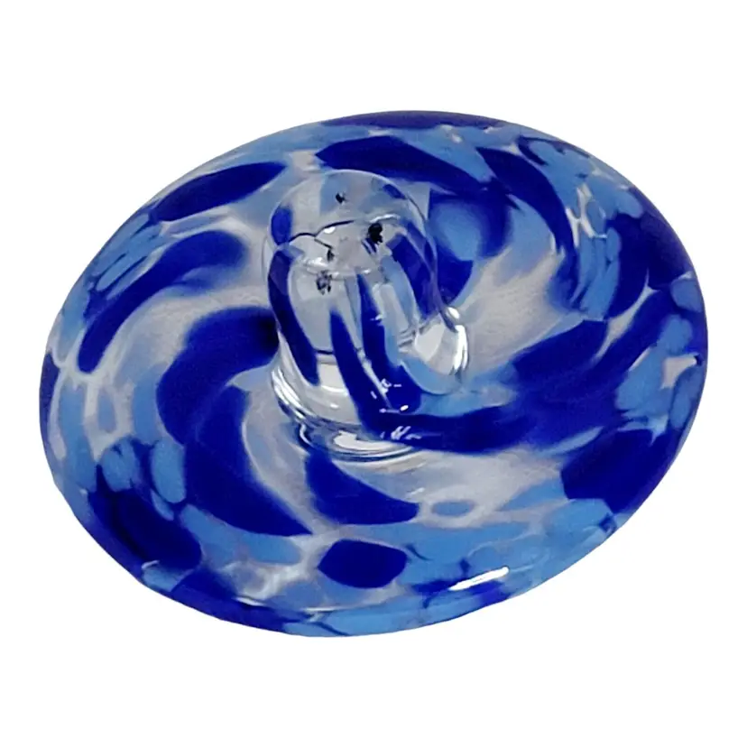 JANET ZUG GLASS STUDIO ART GLASS DESK "TOP" DREIDEL COBALT BLUE SIGNED