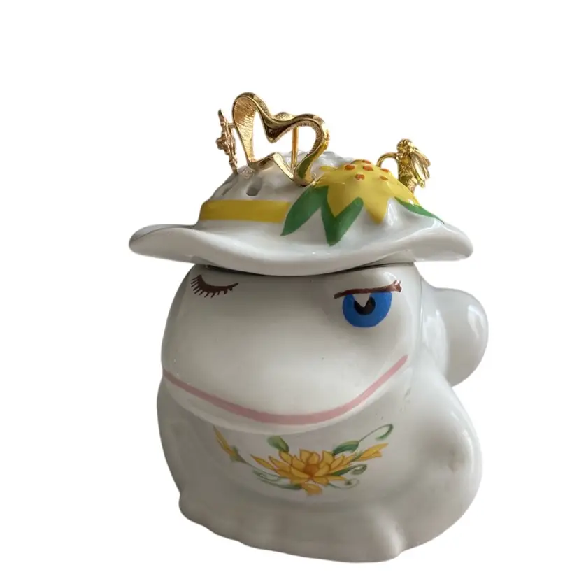 Ceramic Avon Frog Holding Three Stick Pins