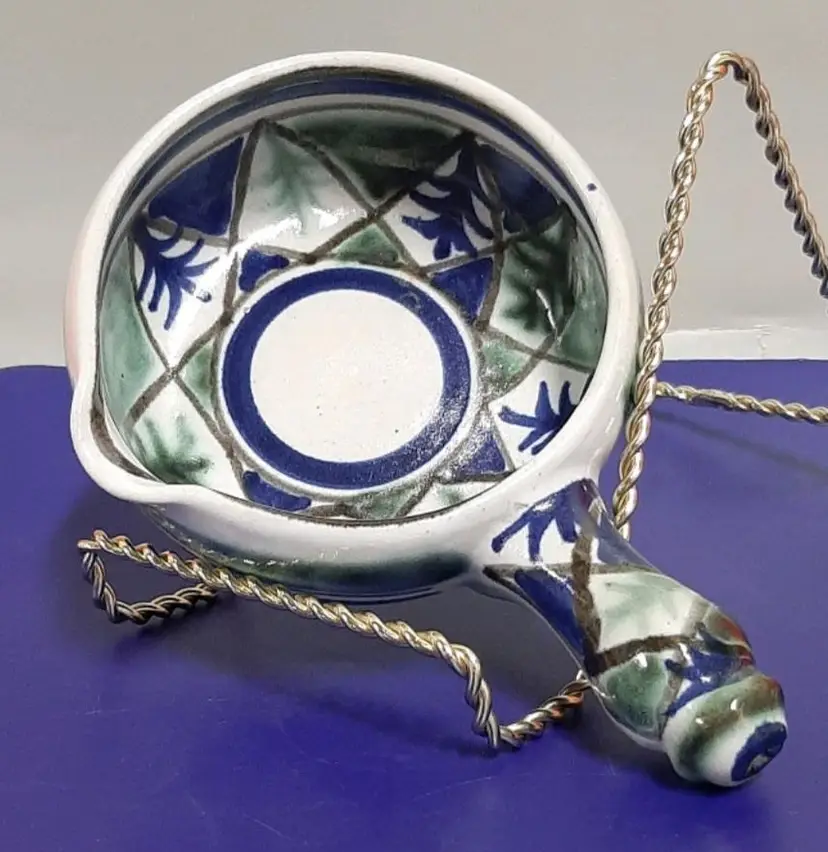 Vintage Quimper Faience Handled Sauce Dish