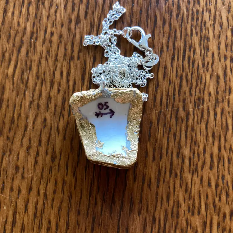 Broken Pottery Artisan Made Ivy Pendant Studio Nova Plate Handcrafted Necklace 7/8 in x 1 in