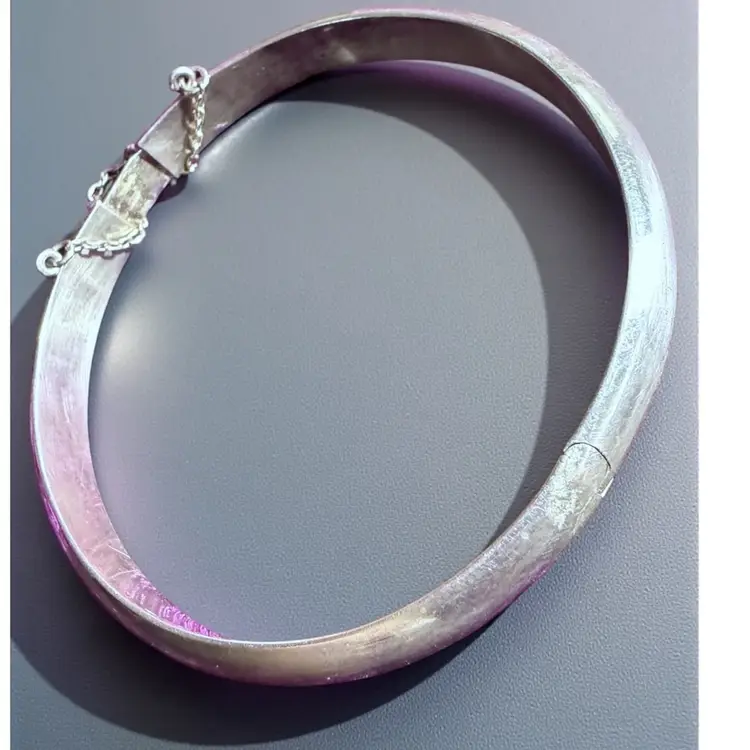 Vintage Sterling Silver Hinged Bangle Bracelet Size 7 - Tested - Metal Guaranteed