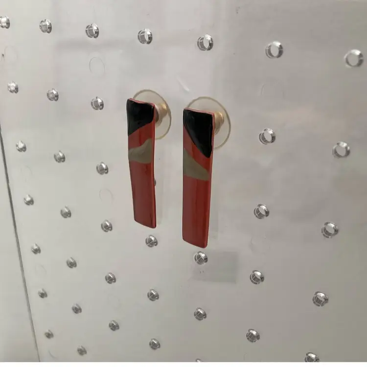 Southwestern Geometric Enameled Metal Earrings In Earth Tones