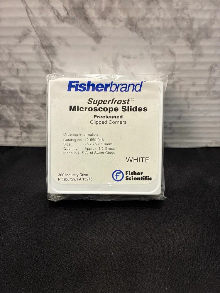 Fisherbrand Superfrost Microscope Slides White 12-550-016 25x75x1mm Swiss Glass