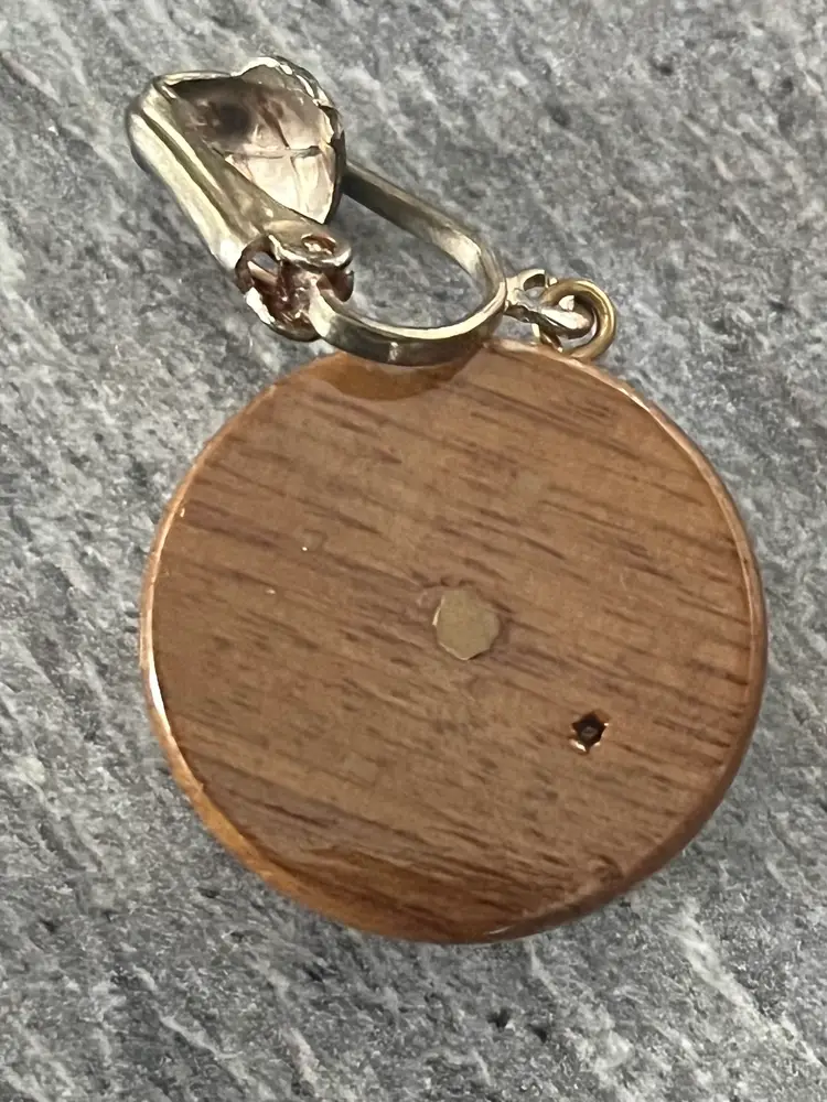 Vintage Hand Painted Purple Violets Porcelain Clip on Wood Earrings