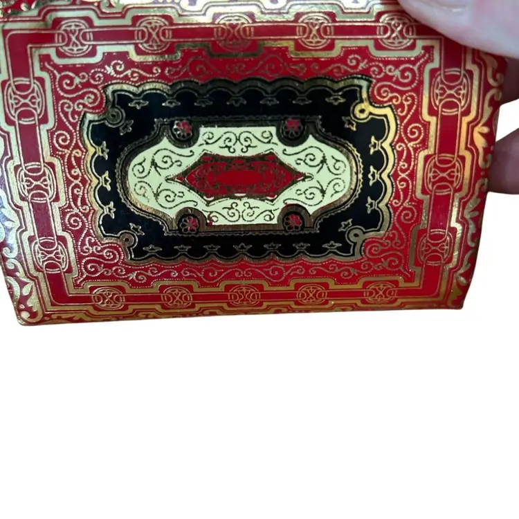 Vintage Italian Red And Gold Fiocchi Leather Coin Purse With Kiss Lock Clasp 
@4x3