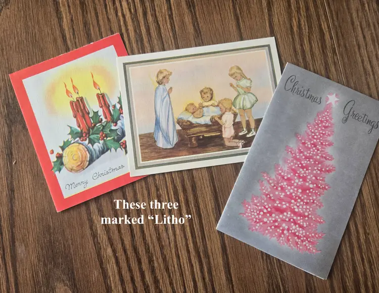 1970s - 8 USED Christmas cards - 3 Litho! - Decoration or Crafts!