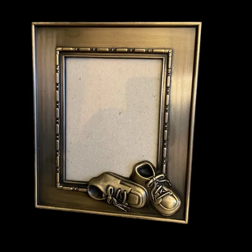 Vintage Frame Brushed Brass Tone Holds 3x4 Photo