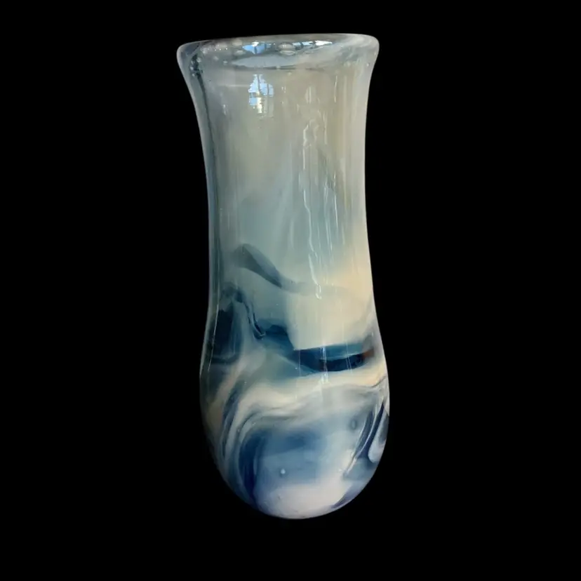 2966-Hand Blown Art Glass Vase Made In Williamston Michigan At Fireworks Gallery, 9 3/4 in