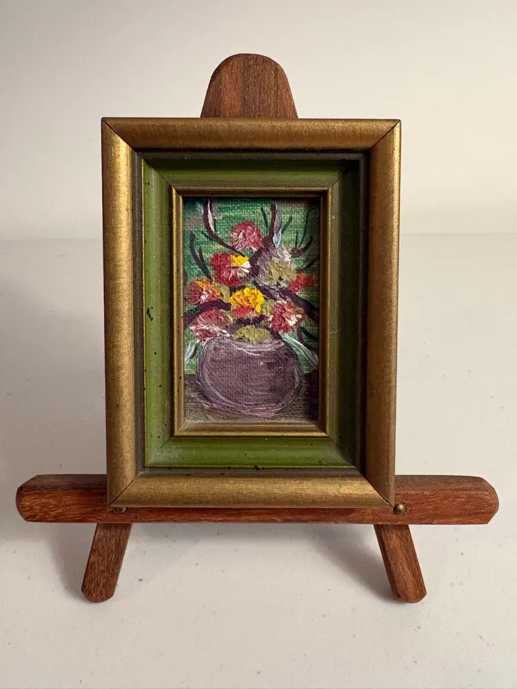 Miniature Oil Painting With Stand
