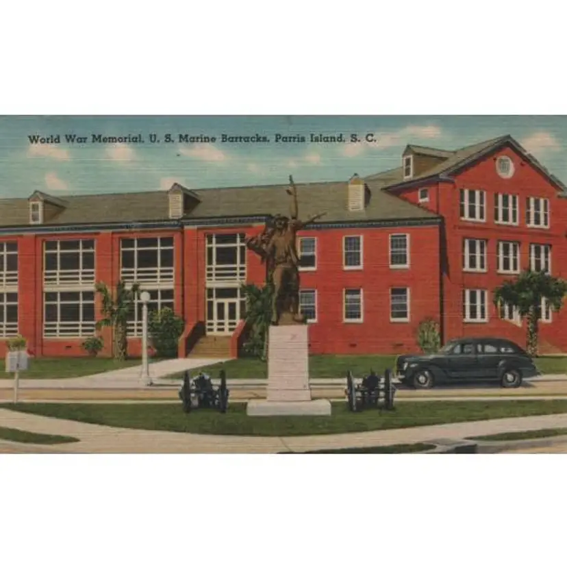 Vintage Real Photo Postcard US Marine Barracks Parris Island South Carolina Unposted